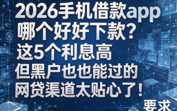 2026手机借款app哪个好下款?这5个利息高但黑户也能过的网贷渠道太贴心了!