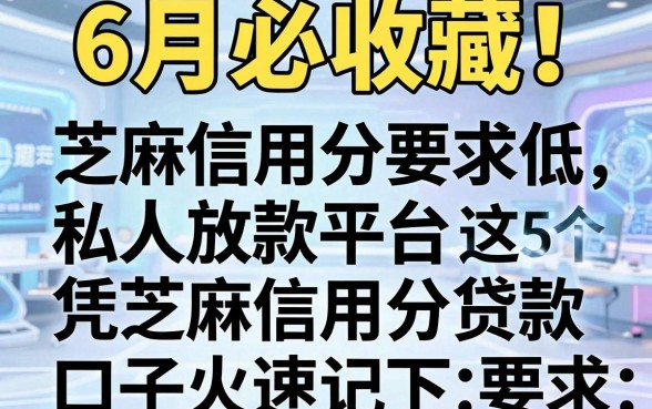 6月必收藏！这5个芝麻信用分要求低的私人放款平台，凭芝麻信用分贷款口子火速记下