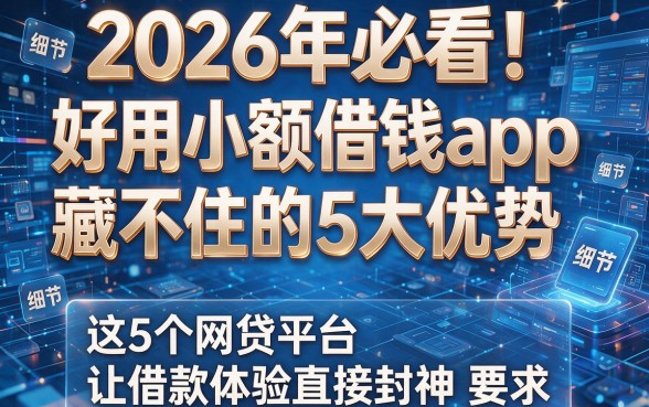 2026年必看!好用小额借钱app藏不住的5大优势,这5个网贷平台让借款体验直接封神
