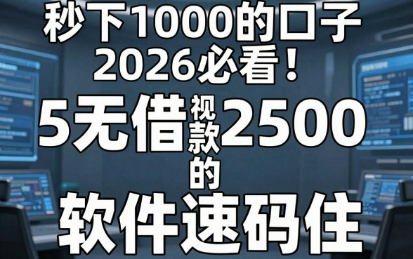 秒下1000的口子2026必看!这5个无视借款2500的软件速码住
