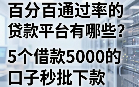 百分百通过率的贷款平台有哪些?这5个借款5000的口子秒批下款