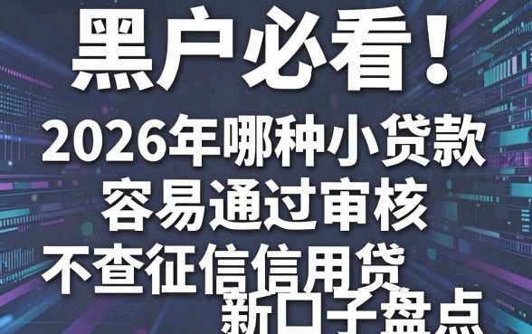 黑户必看!2026年哪种小贷款容易通过审核?不查征信信用贷新口子盘点