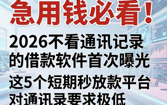 急用钱必看!2026不看通讯记录的借款软件首次曝光,这5个短期秒放款平台对通讯录要求极低