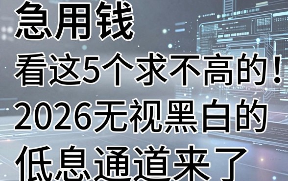 急用钱看这5个对黑白要求不高的借款软件!2026无视黑白的下款网贷低息通道来了