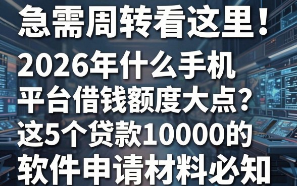 急需周转看这里!2026年什么手机平台借钱额度大点?这5个贷款10000的软件申请材料必知