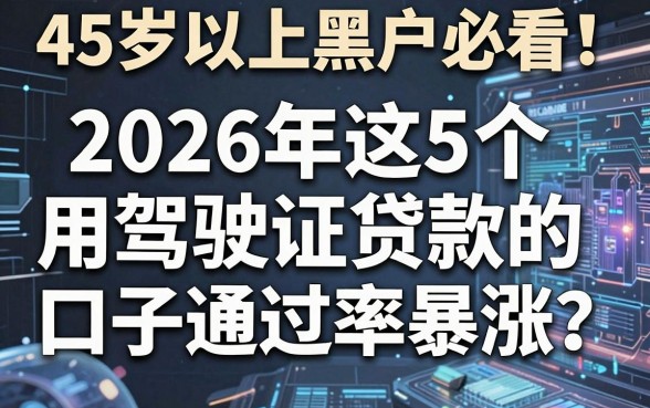 45岁以上黑户必看!2026年这5个用驾驶证贷款的口子通过率暴涨,亲测有效