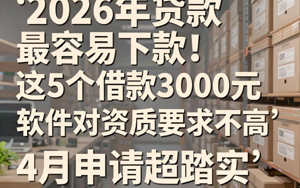 2026年贷款最容易下款！这5个借款3000元软件对资质要求不高，4月申请超踏实