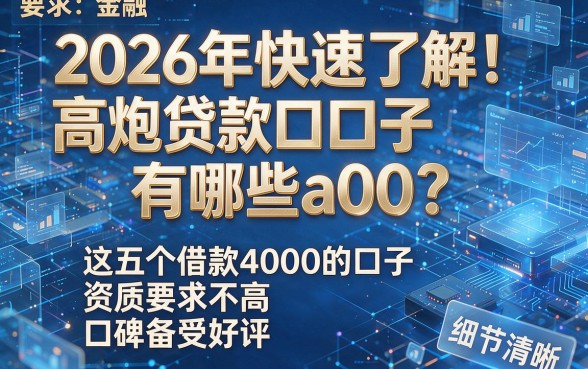 2026年快速了解!高炮贷款口子有哪些a00?这五个借款4000的口子资质要求不高且口碑备受好评