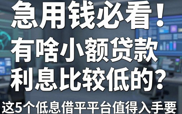 急用钱必看！有啥小额贷款利息比较低的？这5个低息借款平台值得入手