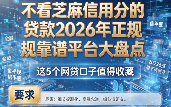 不看芝麻信用分的贷款2026年正规靠谱平台大盘点,这5个网贷口子值得收藏!