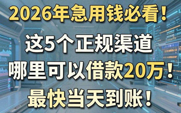 2026年急用钱必看!这5个正规渠道哪里可以借款20万,最快当天到账