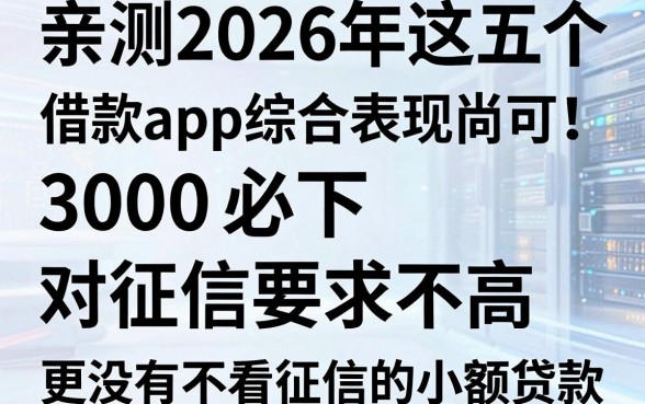 亲测2026年这五个借款app综合表现尚可,3000必下且对征信要求不高,更没有不看征信的小额贷款!
