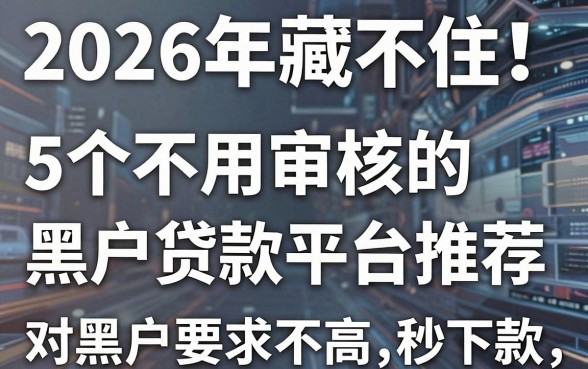 2026年藏不住!5个不用审核的黑户贷款平台推荐,对黑户要求不高秒下款