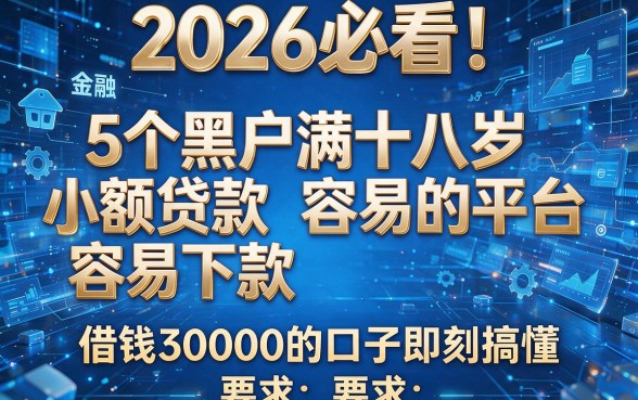 2026必看!5个黑户满十八岁小额贷款容易下款的平台,借钱30000的口子即刻搞懂