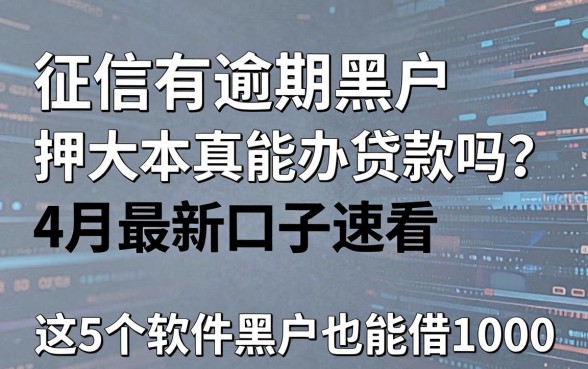 征信有逾期黑户押大本真能办贷款吗？4月最新口子速看，这5个软件黑户也能借1000
