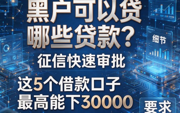黑户可以贷哪些贷款？征信快速审批，这5个借款口子最高能下30000