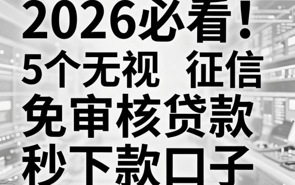 2026必看!5个无视黑白征信的免审核贷款秒下款口子,错过再无!