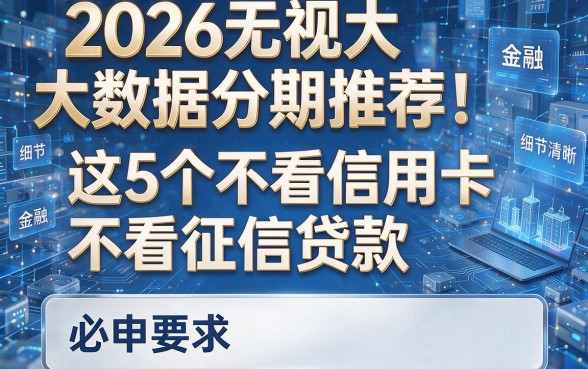 2026无视大数据分期推荐!这5个不看信用卡不看征信贷款,必申