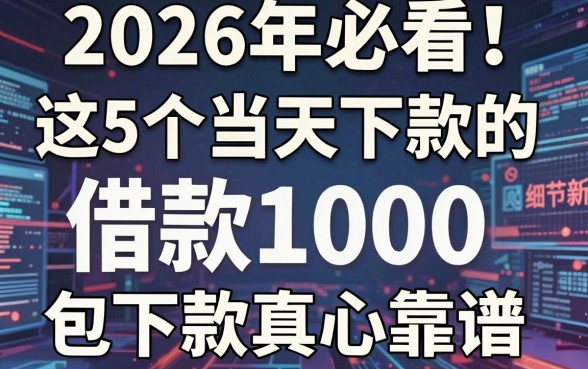 2026年必看！这5个当天下款的网贷新口子，借款1000包下款真心靠谱