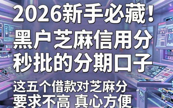 2026新手必藏！黑户芝麻信用分秒批的分期口子，这五个借款对芝麻分要求不高真心方便
