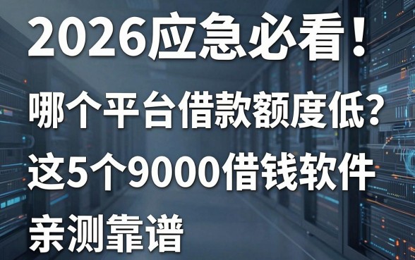 2026应急必看!哪个平台借款额度低?这5个9000借钱软件亲测靠谱