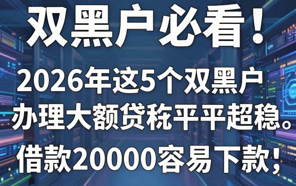 双黑户必看!2026年这5个双黑户办理大额贷款平台超稳,借款20000容易下款