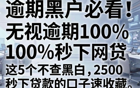 逾期黑户必看！无视黑白逾期100%秒下网贷，这5个不查黑白2500秒下贷款的口子速收藏