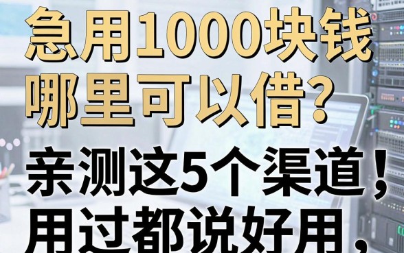 急用1000块钱哪里可以借?亲测这5个渠道,用过都说好用!