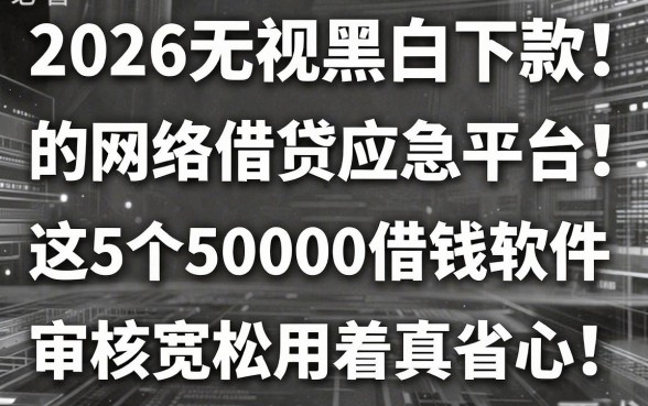 黑白户必看!2026无视黑白下款的网络借贷应急平台,这5个50000借钱软件审核宽松用着真省心