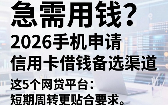 急需用钱?2026手机申请信用卡借钱备选渠道,这5个网贷平台短期周转更贴合!