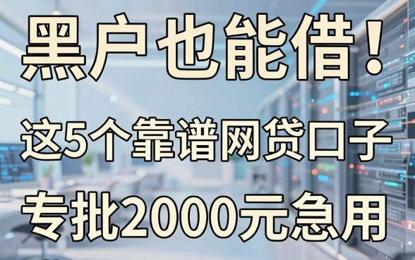 黑户也能借!这5个靠谱网贷口子,专批2000元急用