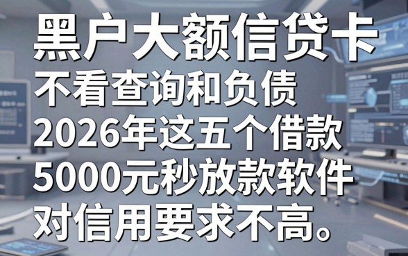 黑户大额信贷卡不看查询和负债，2026年这五个借款5000元秒放款软件对信用要求不高