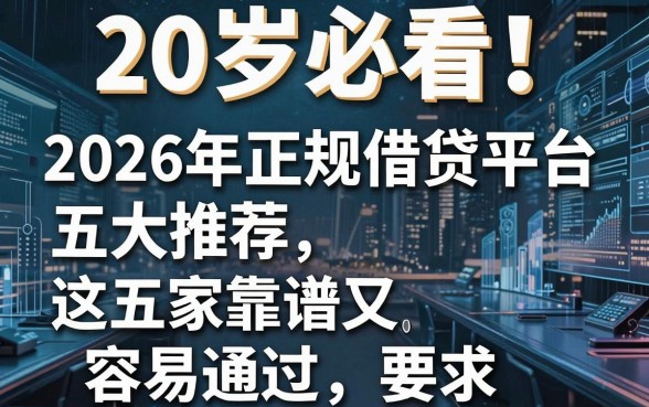 20岁必看!2026年正规借贷平台五大推荐,这五家靠谱又容易通过!