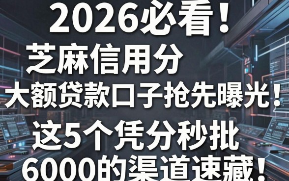 2026必看!芝麻信用分大额贷款口子抢先曝光,这5个凭分秒批6000的渠道速藏