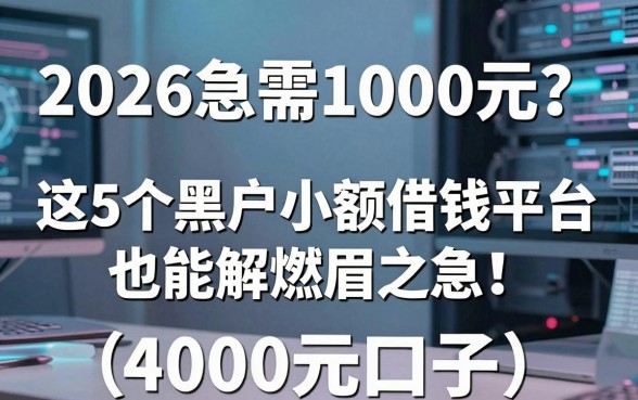 2026急需1000元?这5个黑户小额借钱平台也能解燃眉之急,附4000元口子