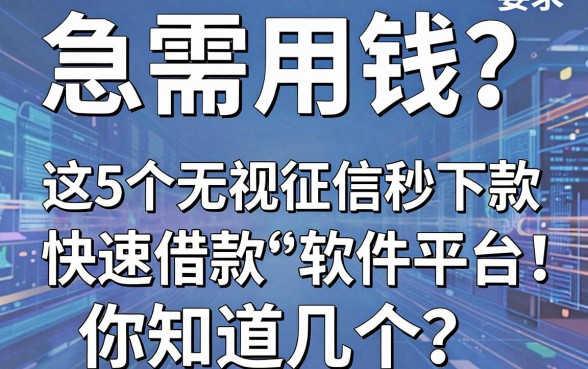 急需用钱?这5个无视征信秒下款的快速借款软件平台,你知道几个?