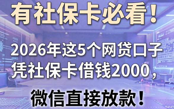 有社保卡必看!2026年这5个网贷口子凭社保卡借钱2000,微信直接放款