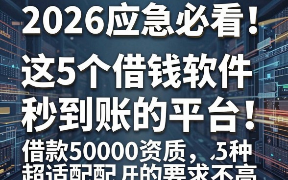 2026应急必看!这5个借钱软件秒到账的平台,借款50000资质要求不高超适配