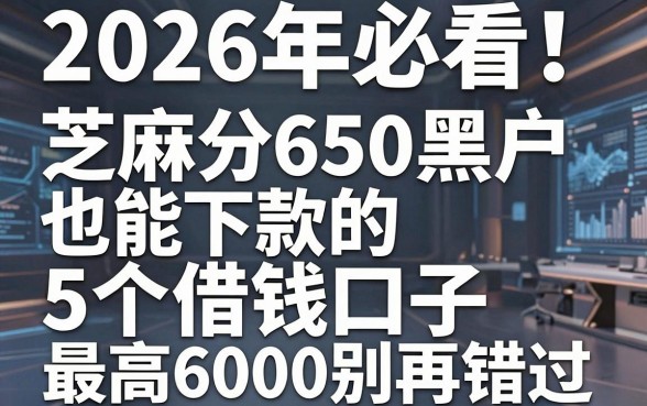 2026年必看！芝麻分650黑户也能下款的5个借钱口子，最高6000别再错过！