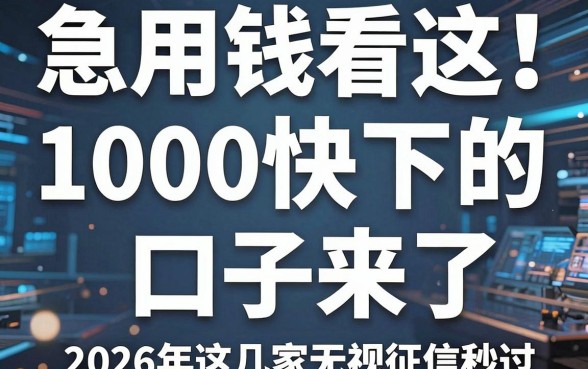 急用钱看这!1000快秒下的口子来了,2026年这几家无视征信秒过