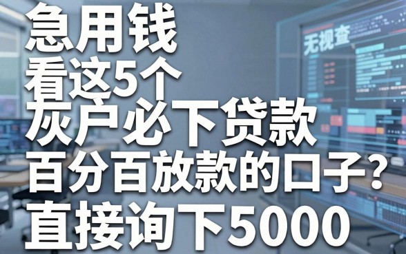 急用钱看这5个灰户必下贷款百分百放款的口子,无视查询直接下5000!