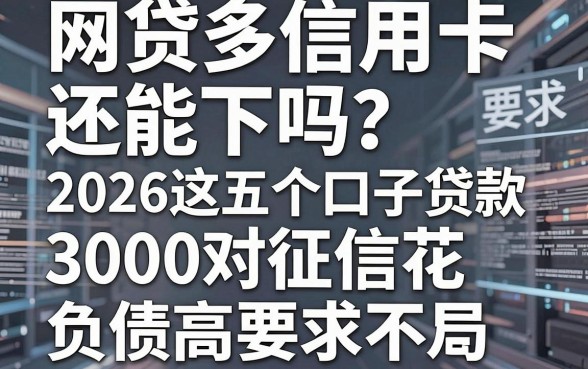 网贷多信用卡还能下吗？2026这五个口子贷款3000对征信花、负债高要求不高