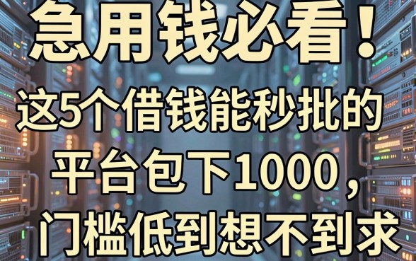 急用钱必看!这5个借钱能秒批的平台包下1000,门槛低到想不到