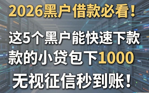2026黑户借款必看!这5个黑户能快速下款的小贷包下1000,无视征信秒到账