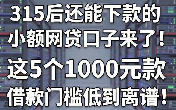 315后还能下款的小额网贷口子来了!这5个1000元借款门槛低到离谱