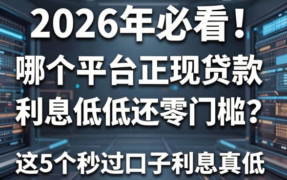 2026年必看！哪个平台正规贷款利息低低还零门槛？这5个秒过口子利息真低