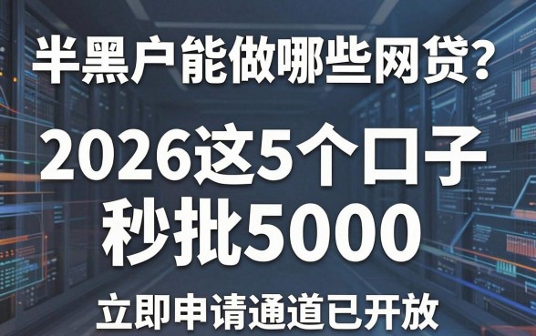 半黑户能做哪些网贷?2026这5个口子秒批5000,立即申请通道已开放!