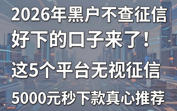2026年黑户不查征信好下的口子来了！这5个平台无视征信，5000元秒下款真心推荐