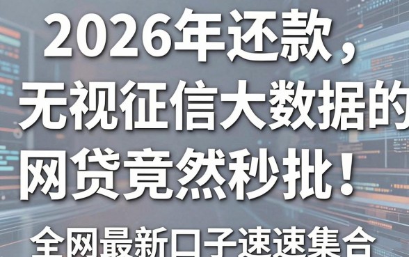 2026年还款无视征信大数据的网贷竟然秒批!全网最新口子速速集合