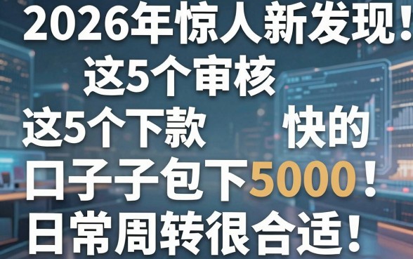 2026年惊人新发现！这5个审核下款快的口子包下5000，日常周转很合适